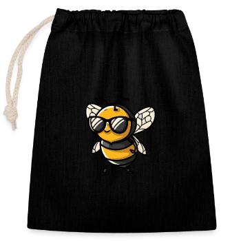 Abeille Cool Animal - Sac cadeau en coton avec cordon (25 x 30 cm) - noir - Devant