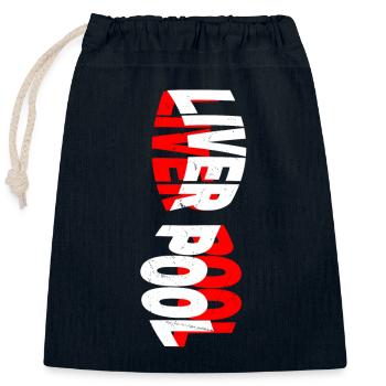 Liverpool Angleterre Royaume-Uni City Skyline Police Grunge - Sac cadeau en coton avec cordon (25 x 30 cm) - bleu marine - Devant