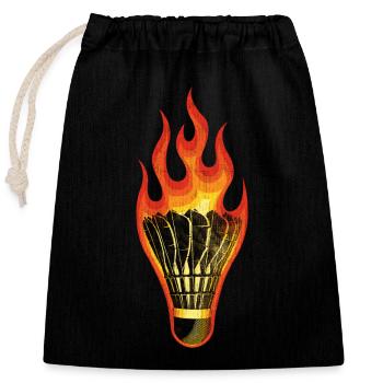 Badminton - Closable cotton gift bag (25x30cm) - black - Front