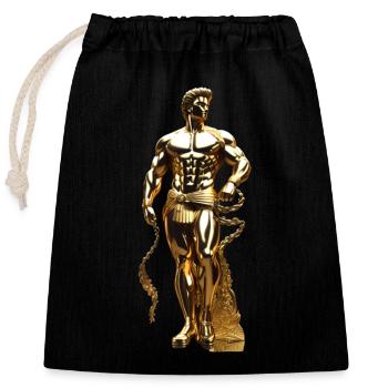 Statue grecque dorée - Sac cadeau en coton avec cordon (25 x 30 cm) - noir - Devant