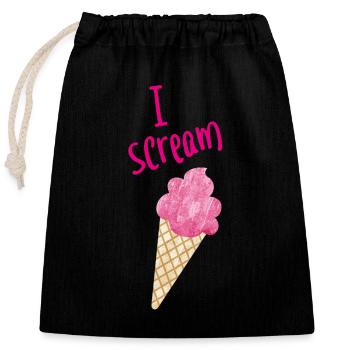 I scream Icecream Eiscreme Eis Fan coole Sprüche - Verschließbarer Geschenkbeutel aus Baumwolle (25x30cm) - Schwarz - Vorne