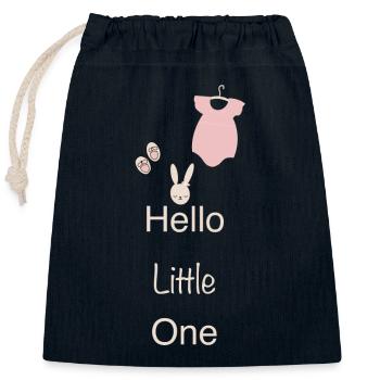 Bonjour Petit Bébé Fille - Sac cadeau en coton avec cordon (25 x 30 cm) - bleu marine - Devant