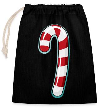 Conception rayée de canne de bonbon - Sac cadeau en coton avec cordon (25 x 30 cm) - noir - Devant