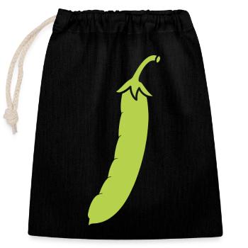 haricot vert - Sac cadeau en coton avec cordon (25 x 30 cm) - noir - Devant