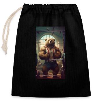 Training - Closable cotton gift bag (25x30cm) - black - Front