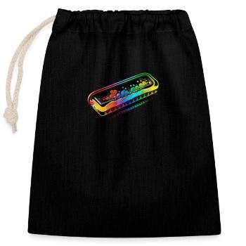 HARMONICA - Sac cadeau en coton avec cordon (25 x 30 cm) - noir - Devant