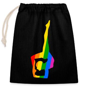 Colorful yoga in flexible pose - Closable cotton gift bag (25x30cm) - black - Front
