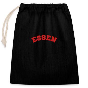 Essen - Red lettering - Closable cotton gift bag (25x30cm) - black - Front