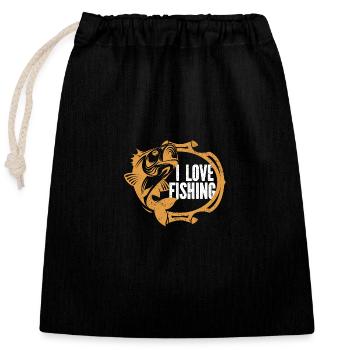 Angler Fishing Hook Fishing Rod Sport Fisherman - Closable cotton gift bag (25x30cm) - black - Front