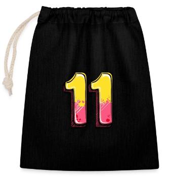 11 Number Comic - Closable cotton gift bag (25x30cm) - black - Front