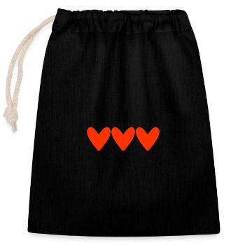 HERZ. HERZ. VALENTINSTAG. LIEBE. LIEBE. PAAR. - Verschließbarer Geschenkbeutel aus Baumwolle (25x30cm) - Schwarz - Vorne