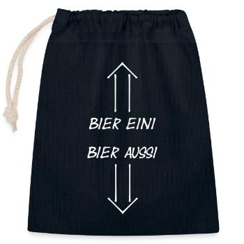 Bier eini Bier aussi Humor Anleitung - Verschließbarer Geschenkbeutel aus Baumwolle (25x30cm) - Navy - Vorne