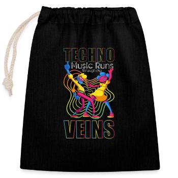 Techno Rave Music Festival Dj - Sac cadeau en coton avec cordon (25 x 30 cm) - noir - Devant