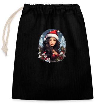 Mrs. Claus - Closable cotton gift bag (25x30cm) - black - Front