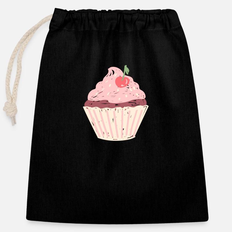 Muffin - Sac cadeau en coton avec cordon (25 x 30 cm) - noir