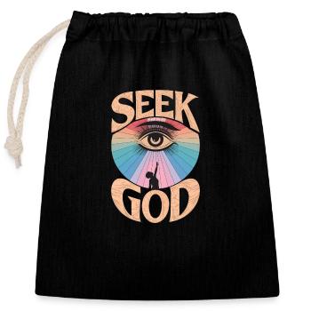 Chercher Dieu - Conception fidèle - Sac cadeau en coton avec cordon (25 x 30 cm) - noir - Devant