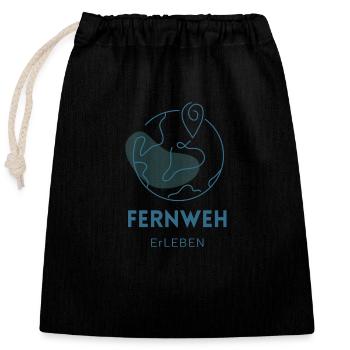 Expérience Wanderlust - Voyage - Avion - Sac cadeau en coton avec cordon (25 x 30 cm) - noir - Devant