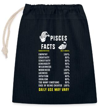 Zodiac sign Pisces - Closable cotton gift bag (25x30cm) - navy - Front