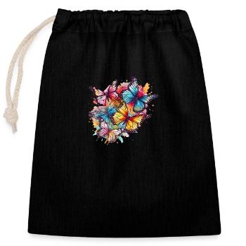 Beaux papillons Aquarelle Art - Sac cadeau en coton avec cordon (25 x 30 cm) - noir - Devant
