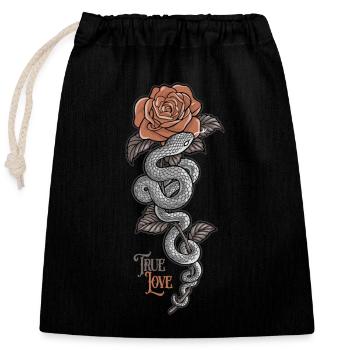 True Love - Closable cotton gift bag (25x30cm) - black - Front
