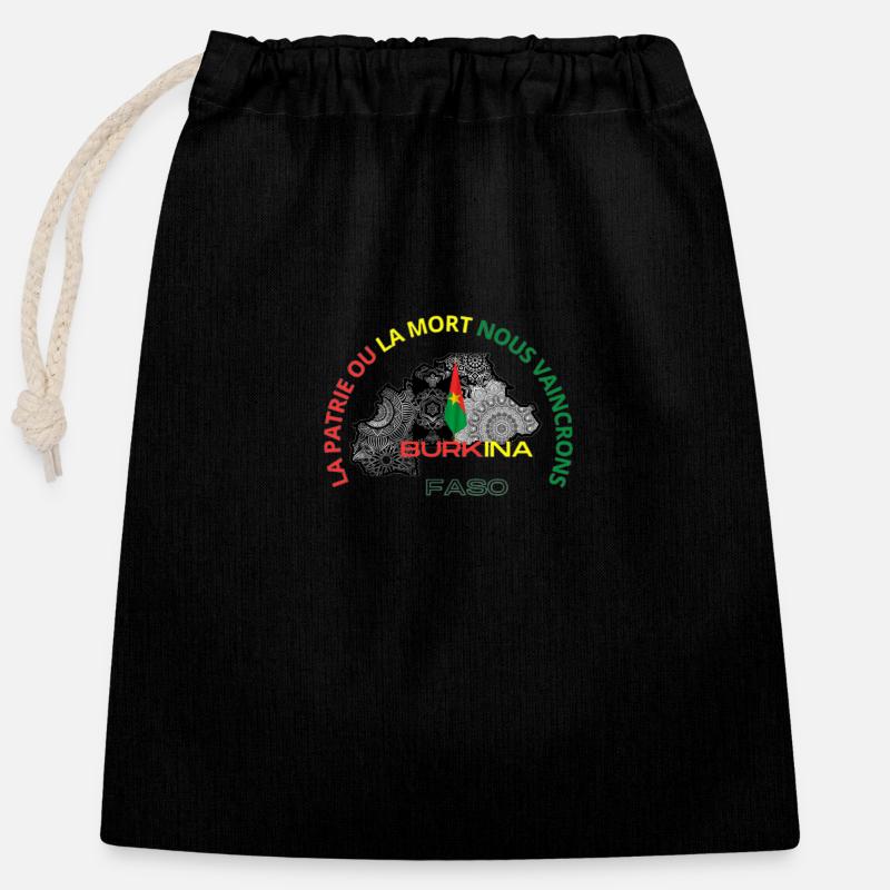 burkina - Sac cadeau en coton avec cordon (25 x 30 cm) - noir