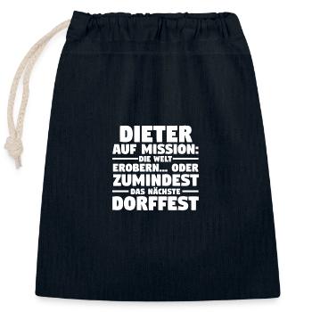 Vorname Dieter - Verschließbarer Geschenkbeutel aus Baumwolle (25x30cm) - Navy - Vorne