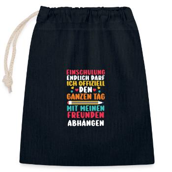 Kita sortants entrant à l'école écolier commençant l'école - Sac cadeau en coton avec cordon (25 x 30 cm) - bleu marine - Devant