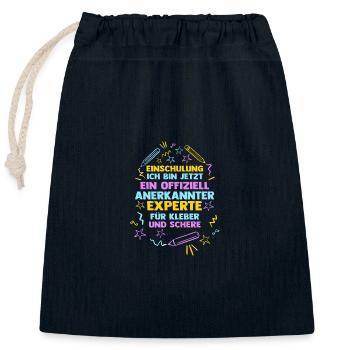 Kita sortants entrant à l'école écolier commençant l'école - Sac cadeau en coton avec cordon (25 x 30 cm) - bleu marine - Devant