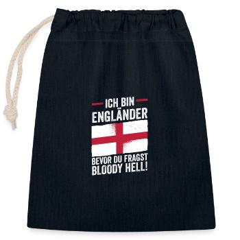 Great Britain English England - Closable cotton gift bag (25x30cm) - navy - Front