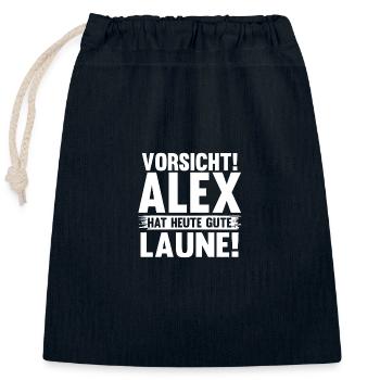 Alexander Alexandra Alexa Alex - Verschließbarer Geschenkbeutel aus Baumwolle (25x30cm) - Navy - Vorne