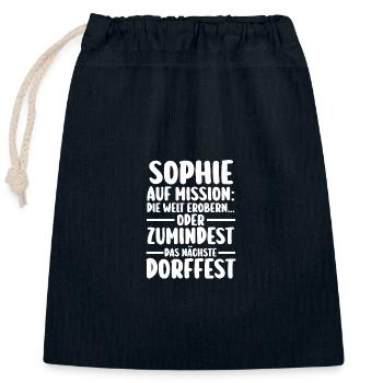 Prénom Sophie fête du village - Sac cadeau en coton avec cordon (25 x 30 cm) - bleu marine - Devant