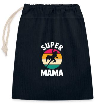 Mom Superhero Mom - Closable cotton gift bag (25x30cm) - navy - Front