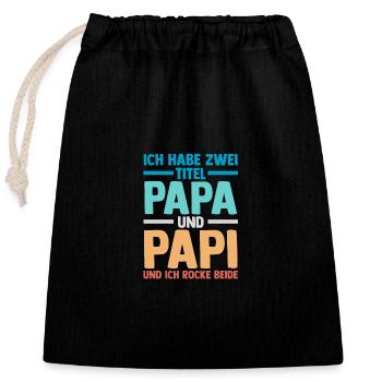 Vater Stiefvater Vatertag Papa - Verschließbarer Geschenkbeutel aus Baumwolle (25x30cm) - Schwarz - Vorne