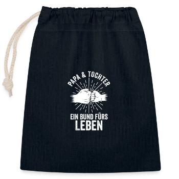 Father Dad And Daughter - Closable cotton gift bag (25x30cm) - navy - Front