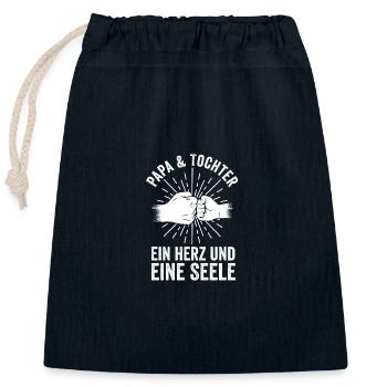 Father Dad And Daughter - Closable cotton gift bag (25x30cm) - navy - Front