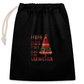Santa Claus Christmas presents - Closable cotton gift bag (25x30cm) - black - Front