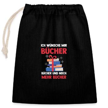 Weihnachtsmann Weihnachten Lesen Bücher - Verschließbarer Geschenkbeutel aus Baumwolle (25x30cm) - Schwarz - Vorne