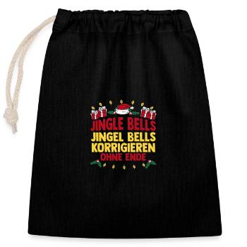 Santa Claus Christmas School Teacher - Closable cotton gift bag (25x30cm) - black - Front