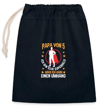 Papa de 5 enfants - Sac cadeau en coton avec cordon (25 x 30 cm) - bleu marine - Devant