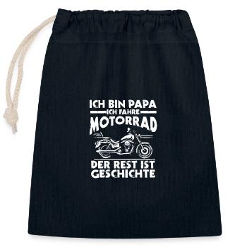 Papa Moto Père Motard - Sac cadeau en coton avec cordon (25 x 30 cm) - bleu marine - Devant