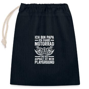 Papa Moto Père Motard - Sac cadeau en coton avec cordon (25 x 30 cm) - bleu marine - Devant