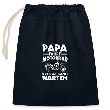 Papa Moto Père Motard - Sac cadeau en coton avec cordon (25 x 30 cm) - bleu marine - Devant