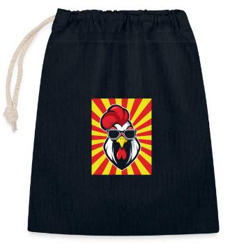 Poulet Coq - Sac cadeau en coton avec cordon (25 x 30 cm) - bleu marine - Devant