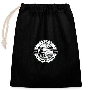 La pêche un art de vivre - Sac cadeau en coton avec cordon (25 x 30 cm) - noir - Devant