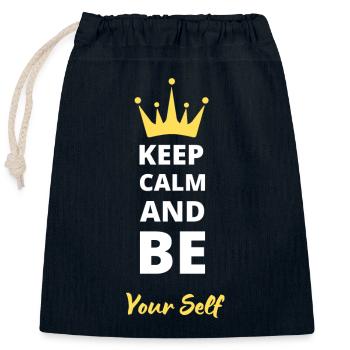 Keep calme and your Self - Closable cotton gift bag (25x30cm) - navy - Front
