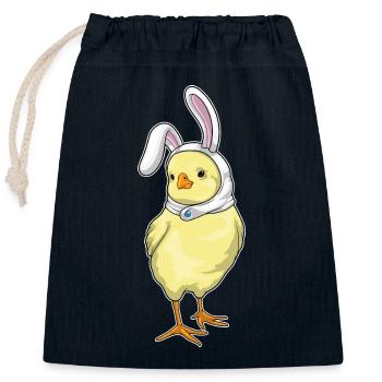 Oreilles de lapin de Pâques poussins - Sac cadeau en coton avec cordon (25 x 30 cm) - bleu marine - Devant