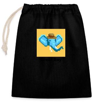 Grand jour éléphant - Sac cadeau en coton avec cordon (25 x 30 cm) - noir - Devant