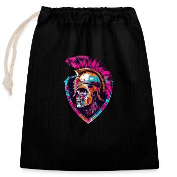 Gladiateur crâne spartiate - Sac cadeau en coton avec cordon (25 x 30 cm) - noir - Devant