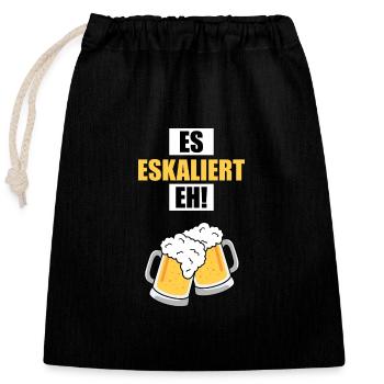 Es eskaliert eh! - Verschließbarer Geschenkbeutel aus Baumwolle (25x30cm) - Schwarz - Vorne