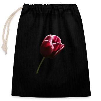 Tulipe bordeaux droite - Sac cadeau en coton avec cordon (25 x 30 cm) - noir - Devant